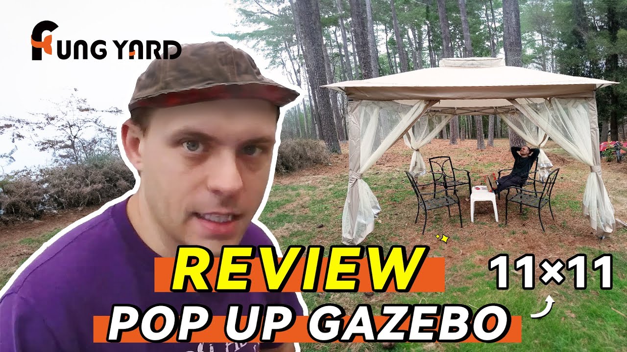 Fung Yard 11x11 pop up gazebo canopy provides shelter, shade and protection in all scenarios Fung Yard 11x11 pop up gazebo canopy provides shelter, shade and protection in all scenarios
