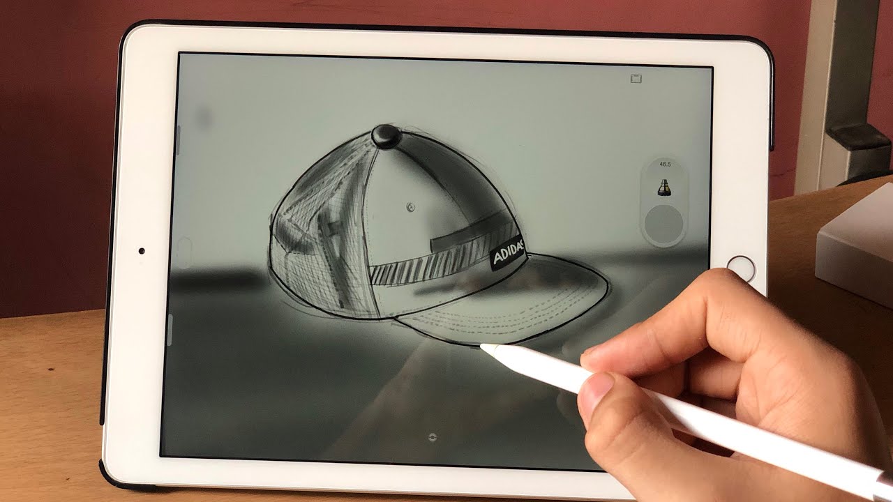 Drawing Realistic Adidas Cap on iPad by Apple Pencil