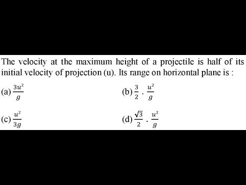 The velocity at the maximum height of a projectile is half of its ...
