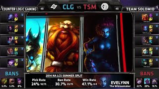 Counter Logic Gaming vs Team Solomid | S4 NA LCS Summer split 2014 Week 8 Day 1 | CLG vs TSM W8D1 G3