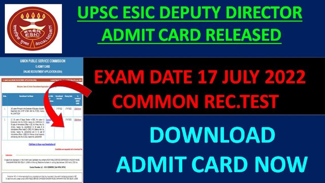ESIC DEPUTY DIRECTOR ADMIT CARD RELEASED || DOWNLOAD NOW ||