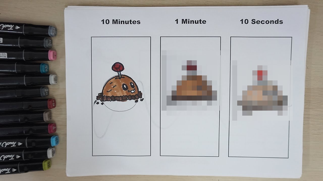 Drawing Potatomine in 10 minutes, 1 minute, 10 seconds! (plants vs zombies character) YouTube