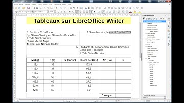 Créer et gérer des tableaux dans LibreOffice Writer - version 7