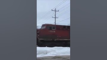 Here’s CP Train 421 Flying Through Alliston Ontario On a Snowy Evening with CP 8101 Leading The Way