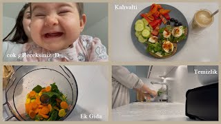 Selen bile ne yaptığını bilmiyor 😅| Ek Gıda 🥕| Sağlıklı kahvaltı 🥒-Günlük Vlog