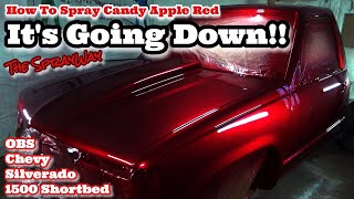 How To Paint A Truck Or Car Candy Apple Red Over Metal Flake OBS CHEVY SILVERADO C/K 1500 SHORTBED