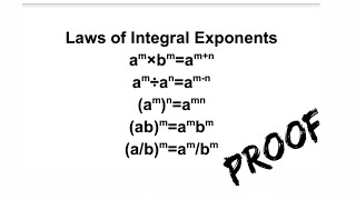 Laws of Integral Exponent --Proof