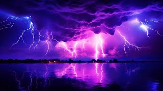 Heavy Thunderstorm & Lightning Strikes in Distance - Rolling Thunder, Wind & Rain Sounds for Sleep