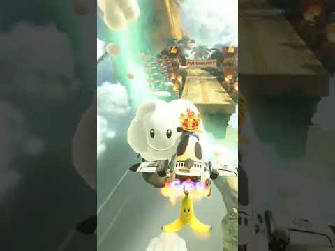 マリオカートワールド　トゲ甲羅で奈落の底に
