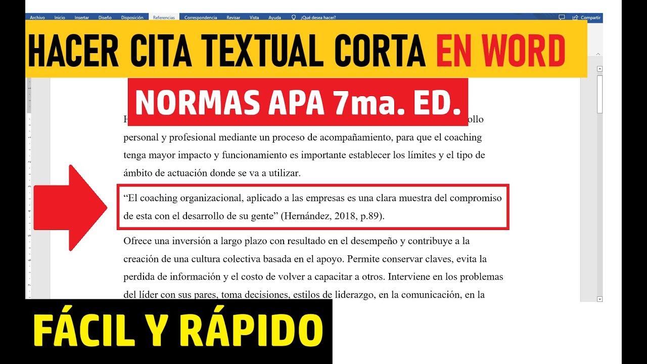 CÓmo Hacer Una Cita Textual Corta Menos De 40 Palabras En Word