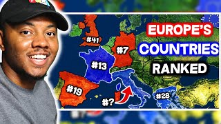 AMERICAN REACTS To All 50 Countries in EUROPE Ranked WORST to BEST