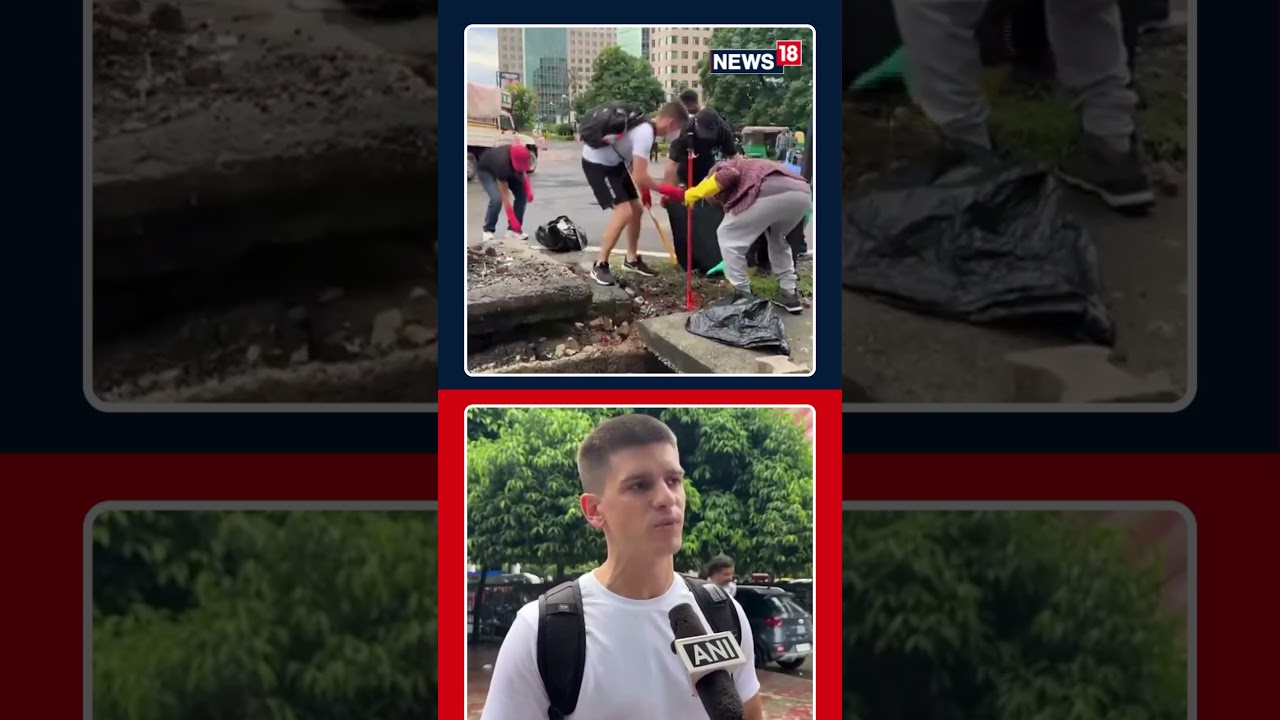 Foreign Nationals In Gurugram Joined Locals For A Cleanliness Drive, Cleaning Roads And Drains |N18S