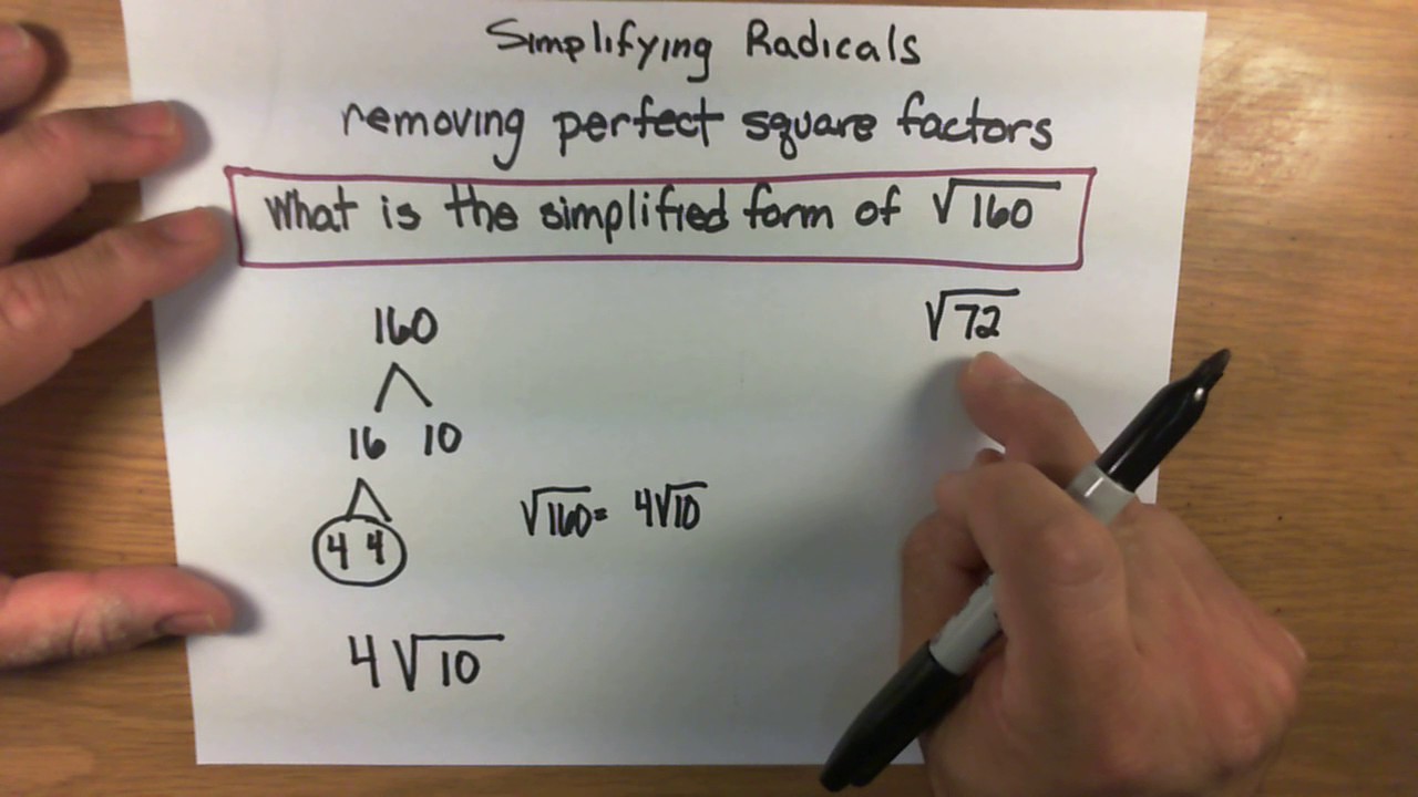 Simplifying Radicals Removing Perfect Square Factors - YouTube
