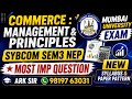 Commerce :Principles &amp; Management ||SYBCOM SEM3 NEP |PAPER PATTERN &amp; SYLLABUS |Most Imp Question 