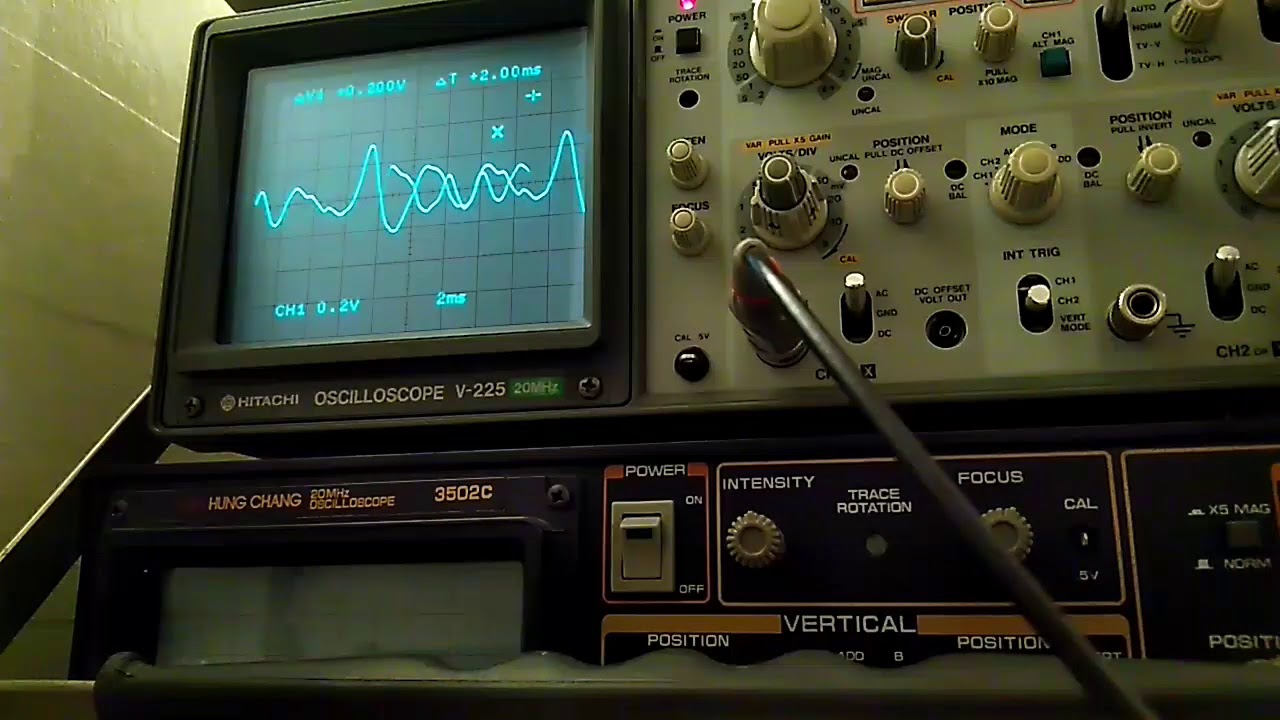 Guitar distortion pedal waveform on analogue oscilloscope YouTube