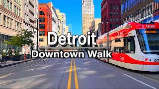 Downtown Detroit Michigan Walking Tour | UHD 5K 60FPS