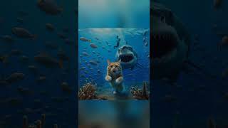 Cat Is Chased By Deep Sea Fish