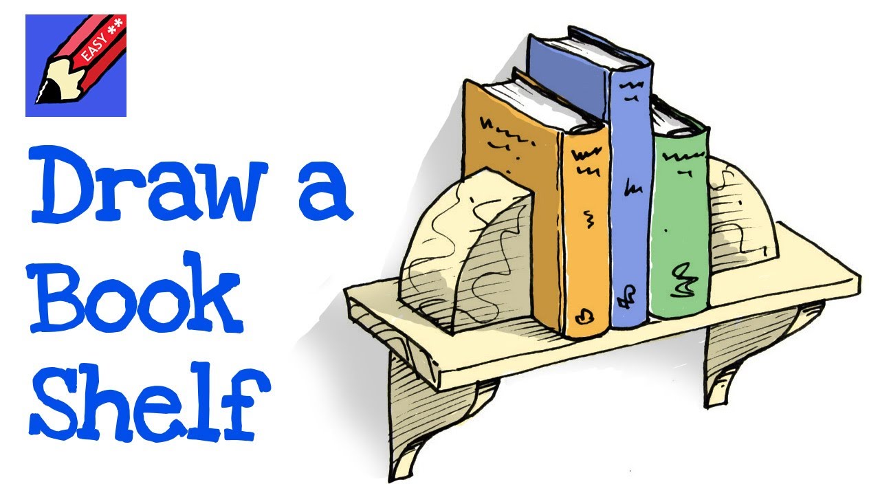 How To Draw A Bookshelf Real Easy Youtube