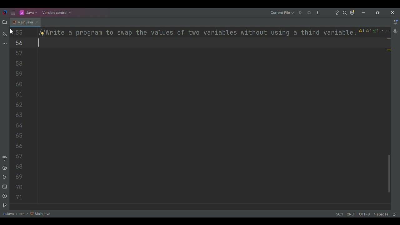 Java | Write a program to swap the values of two variables without ...
