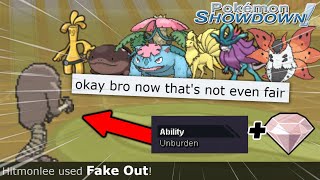 Normal Gem + Fakeout with Unburden Hitmonlee Is a DEADLY COMBINATION (pokemon showdown SWEEP)