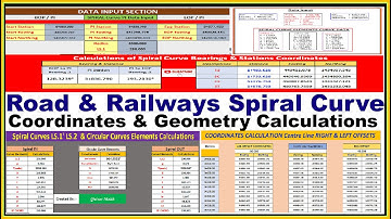 Road & Railways Spiral Curve Coordinates Calculations Sheet. |Spiral Curve |spiral curve geometry|