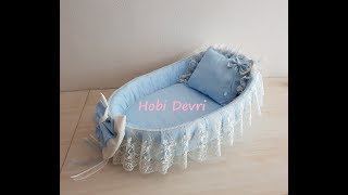 DIY,Making Baby Basket, Pillow and Bow, Hasır Bebek Sepeti Süsleme,Yastık ve Dolgulu Fiyonk Yapımı