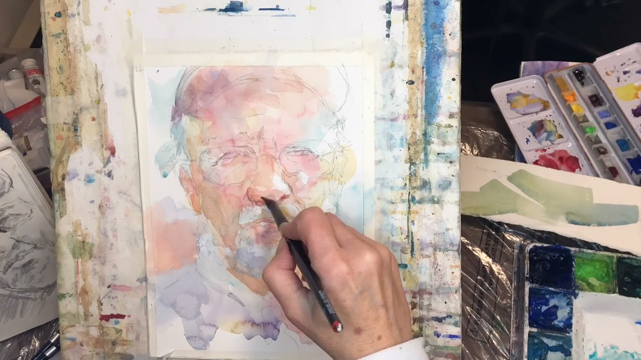 Watercolor portrait demonstration