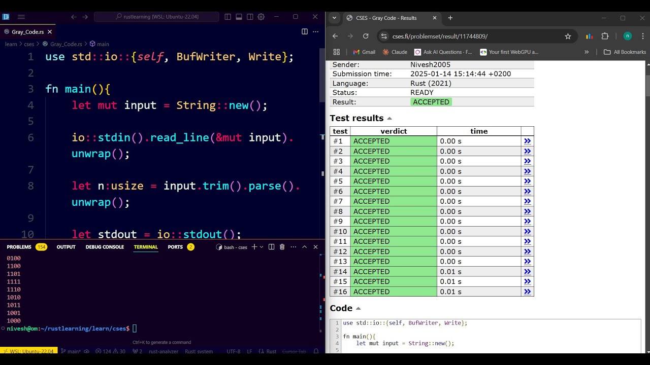 Day 6 of coding in rust | CSES Gray Code | Rust Coding Challenge ...