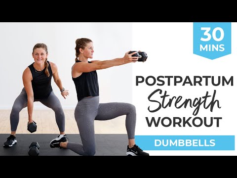 30-Minute Full Body STRENGTH | Postpartum Workout (Dumbbells + DR Safe Abs and Core)