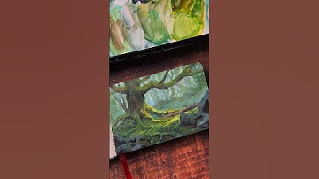 How to paint a forest in gouache 🌱 #art #gouache #sketch