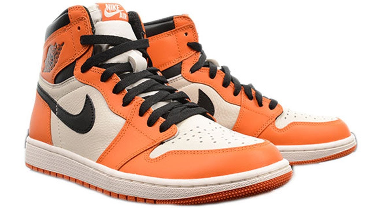 Air Jordan 1 Retro High Reverse Shattered Backboard-Men-Black/Starfish ...