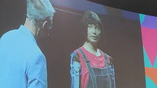 Ai-Da Robot @Aidan Meller, live interviewed by Tim Marlow during the Abu Dhabi Culture Summit 2022