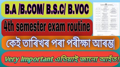 4th Semester Exam Routine | BA BCom BSc BVoc | Guwahati University Latest Notification