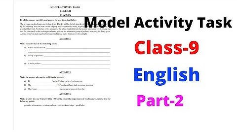 Model Activity Task / Class-9 / English Part-2