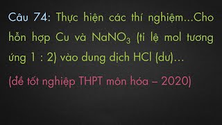 Thực hiện các thí nghiệm...Cho hỗn hợp Cu và NaNO3 (tỉ lệ mol tương ứng 1 : 2) vào dung dịch HCl...