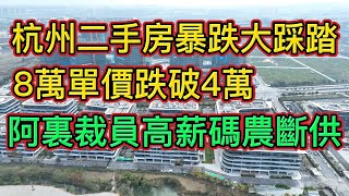 杭州房價又迎來大跌跳水，二手房開始暴跌大踩踏，房價開啟“硬著陸”模式，互聯網紅利已過，阿裏再次大裁員，曾經的高薪程序員已成最後的“大冤種接盤俠”。