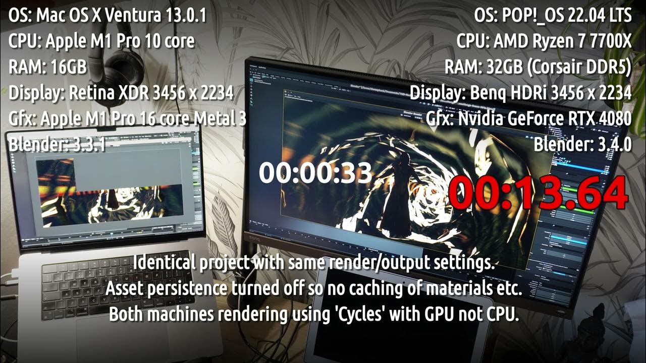 Blender Render Macbook Pro M1 Metal versus desktop Nvidia GeForce RTX4080 real world 4K render