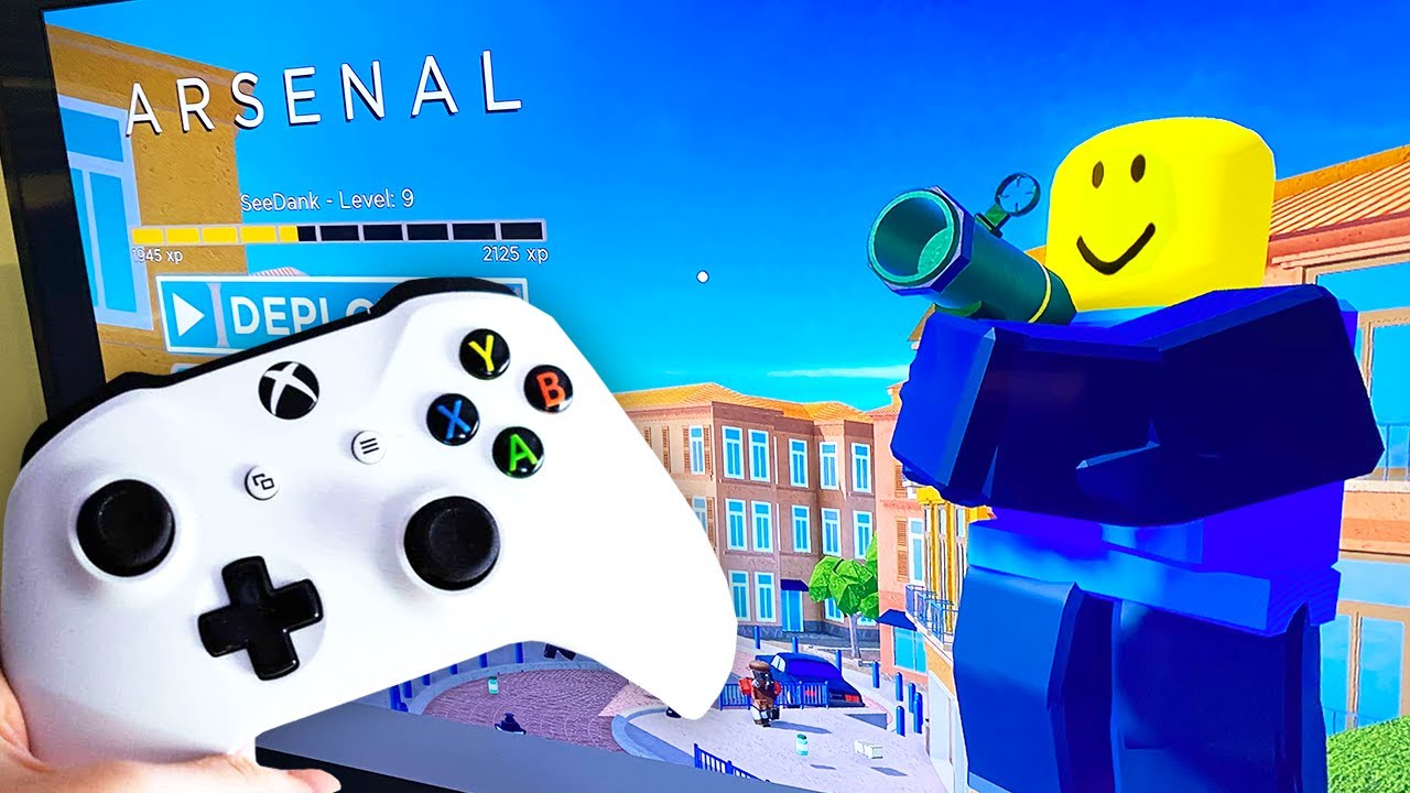 Playing Roblox Arsenal On Xbox One Youtube - roblox xbox one controller in game