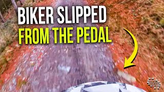 Biker Crashes After He Slipped From the Pedal and Brakes Stopped Working