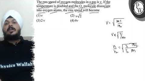 The rms speed of oxygen molecules in a gas is \( v \). If the tempe...