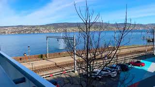 Switzerland, Horgen Train Station, View of Lake Zurich