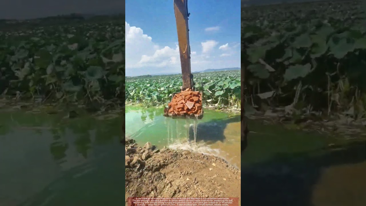 Excavator Soaks Bricks for Stronger Walls