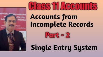 #68. Accounts from Incomplete Records~ Single Entry System~ statement of Affairs Method~ class 11