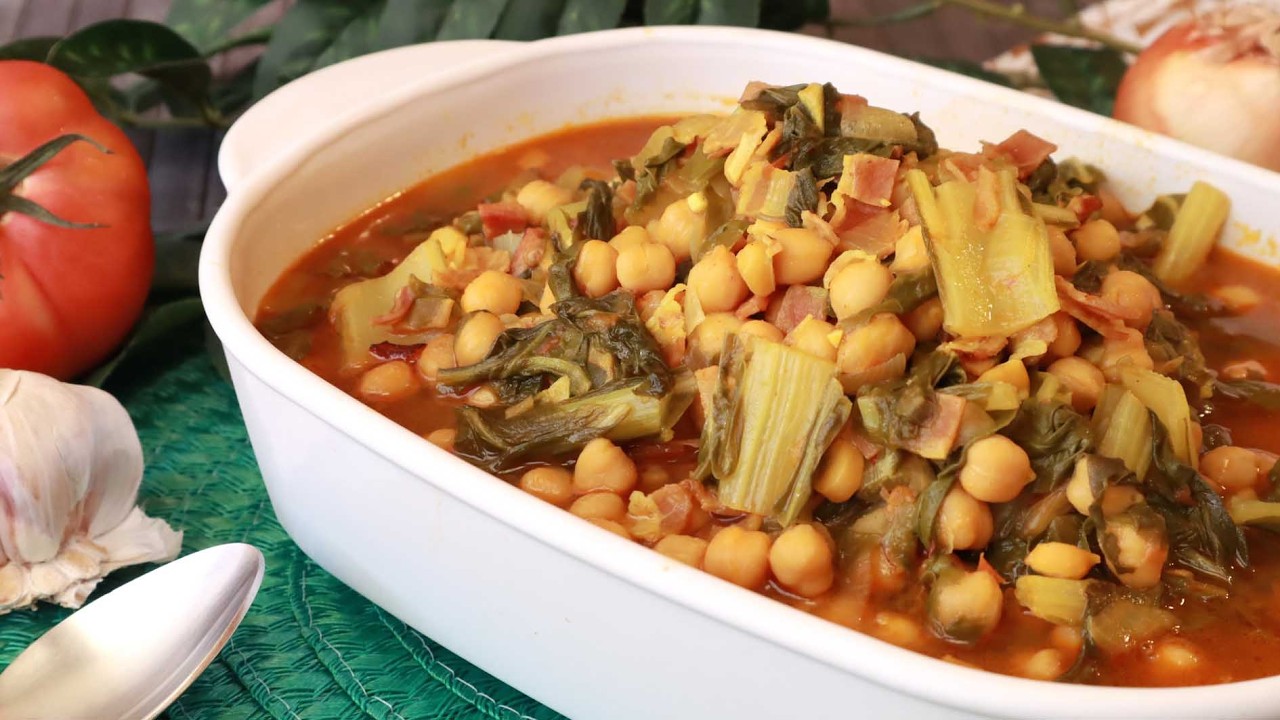 GUISO DE GARBANZOS CON VERDURAS, facil y tradicional