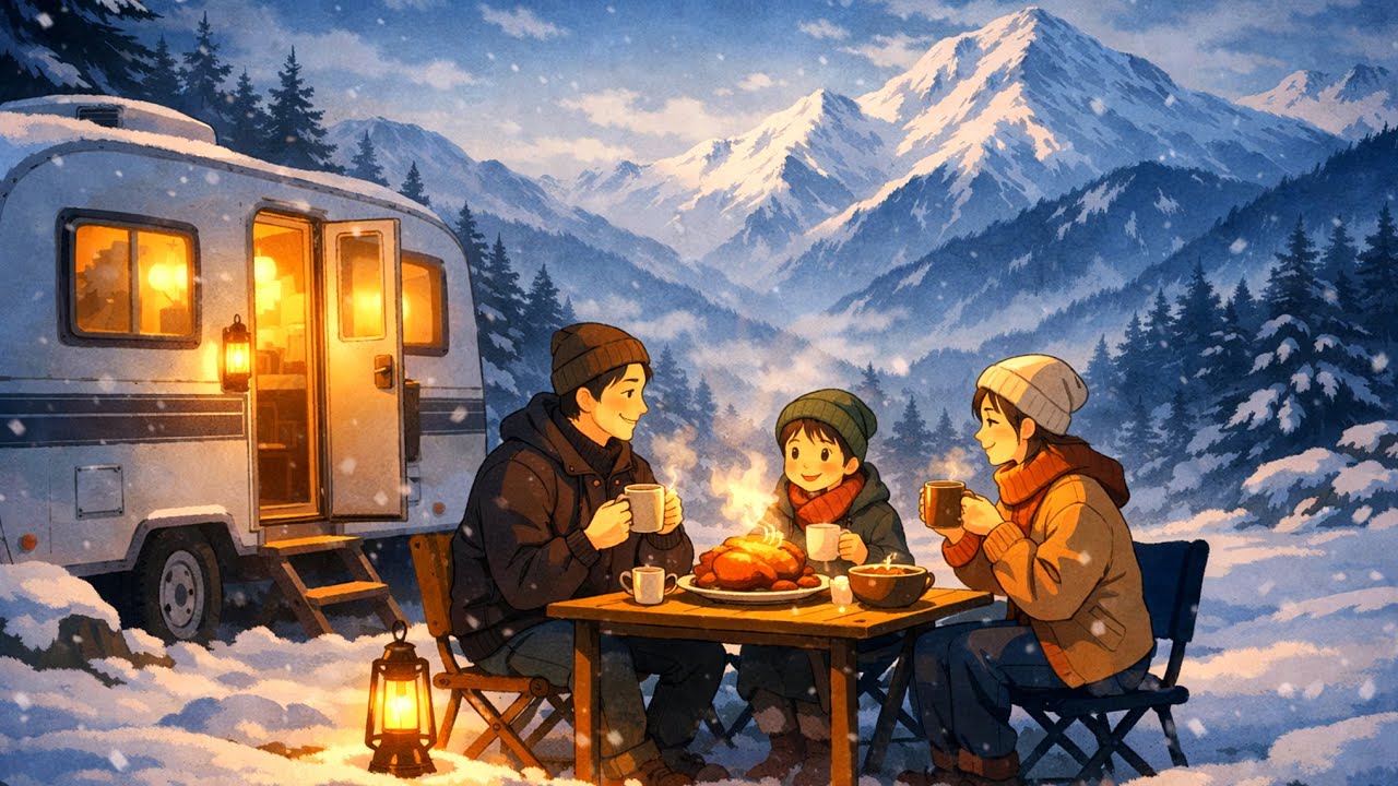 Finding Warmth in the Winter Mountains ❄️ Ghibli-Inspired Camping