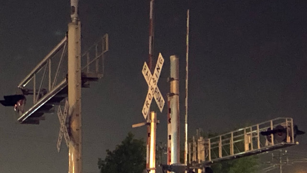 Long Train Crossing at Night YouTube