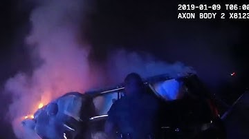 Body camera video shows fiery crash rescue