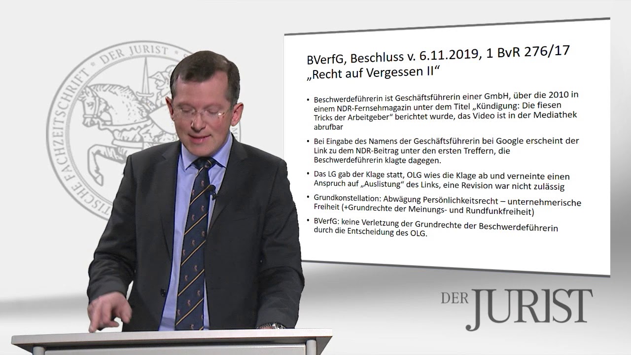 Recht auf Vergessen II – BverfG, Beschluss vom 06. November 2019