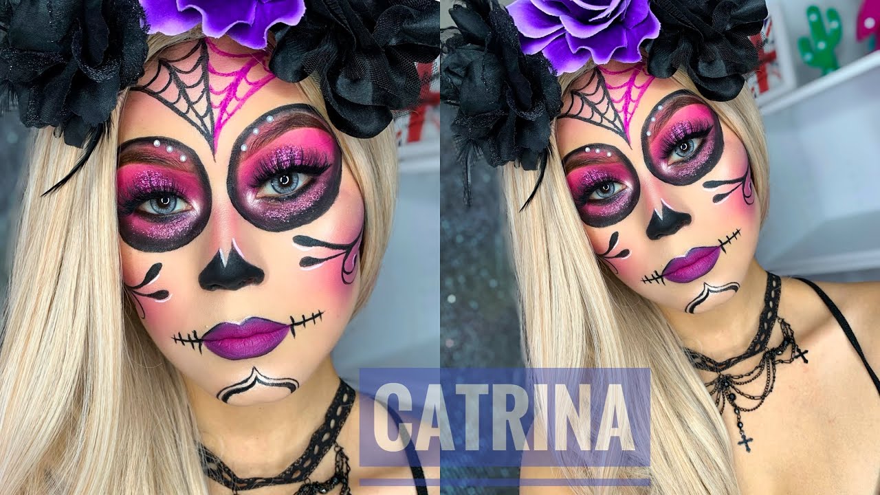 MAQUILLAJE DE CATRINA PASO A PASO EN TONOS MORADO 2020 dia de los muertos #catrina  #catrinamakeup