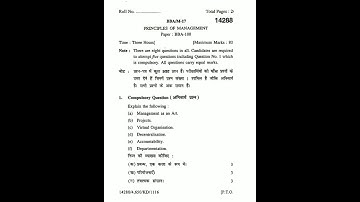 Principal of Management BBA 2nd Sem KUK Previous Year Paper 2017